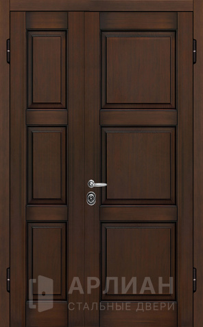 Фото «Двухстворчатая металлическая дверь коричневая с отделкой МДФ №7»