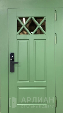 Фото «Железная входная дверь в частный дом со стеклом отделка №21»